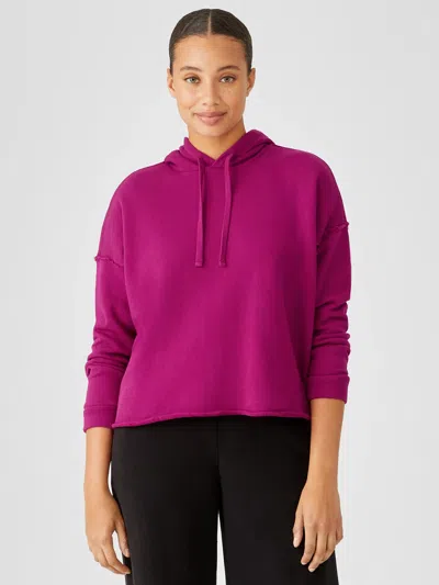 Eileen Fisher Organic Cotton French Terry Short Hoodie In Pink