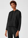Eileen Fisher Organic Cotton French Terry Short Hoodie In Black