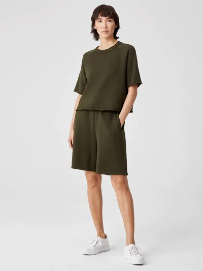Eileen Fisher Organic Cotton French Terry Shorts In Green