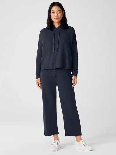 Eileen Fisher Organic Cotton French Terry Straight Pant In Blue