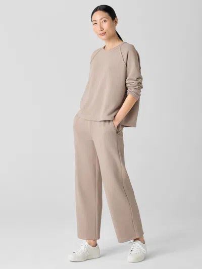 Eileen Fisher Organic Cotton French Terry Straight Pant In Brown