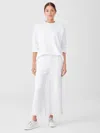 Eileen Fisher Organic Cotton French Terry Straight Pant In White