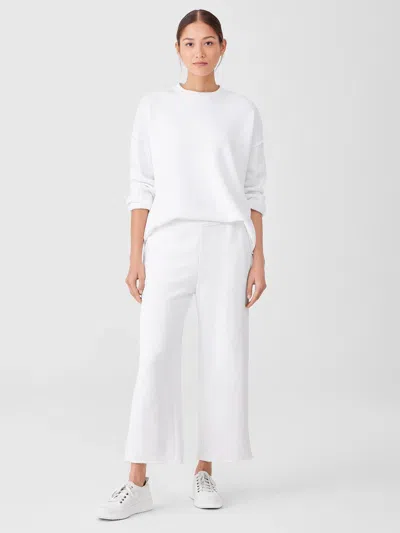 Eileen Fisher Organic Cotton French Terry Straight Pant In White