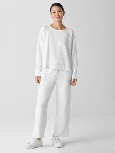 Eileen Fisher Organic Cotton French Terry Straight Pant In White