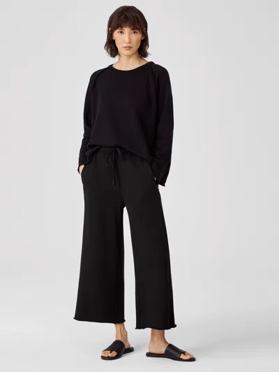 Eileen Fisher Organic Cotton French Terry Wide-leg Pant In Black