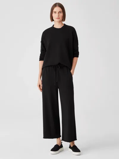 Eileen Fisher Organic Cotton French Terry Wide-leg Pant In Black
