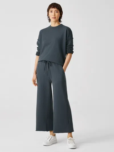 Eileen Fisher Organic Cotton French Terry Wide-leg Pant In Gray