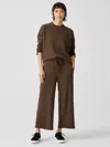 Eileen Fisher Organic Cotton French Terry Wide-leg Pant In Brown