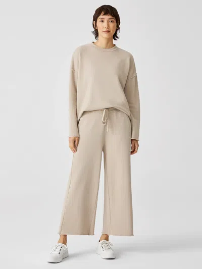 Eileen Fisher Organic Cotton French Terry Wide-leg Pant In Brown