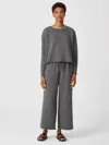 Eileen Fisher Organic Cotton French Terry Wide-leg Pant In Gray