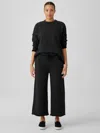 Eileen Fisher Organic Cotton French Terry Wide-leg Pant In Black