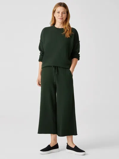 Eileen Fisher Organic Cotton French Terry Wide-leg Pant In Green