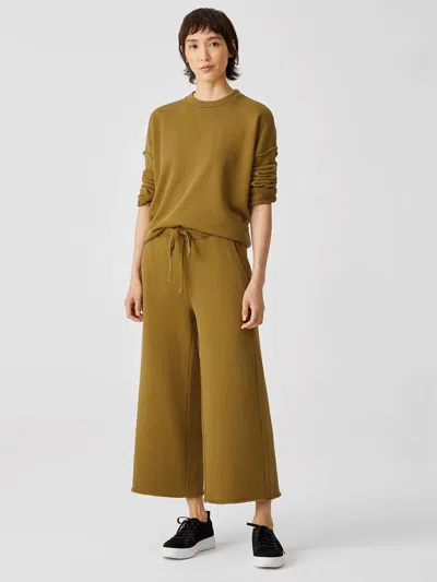 Eileen Fisher Organic Cotton French Terry Wide-leg Pant In Brown