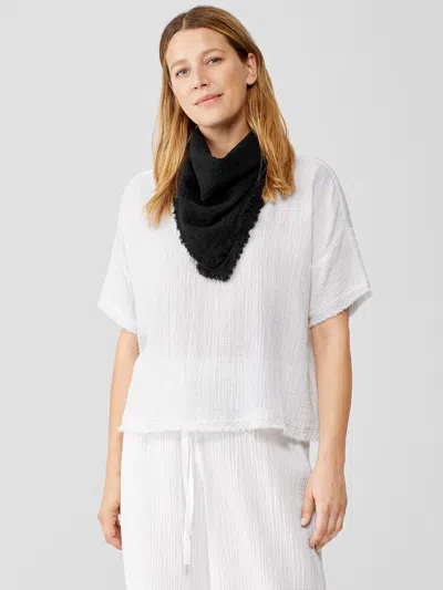 Eileen Fisher Organic Cotton Gauze Bandana In Black