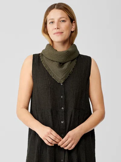 Eileen Fisher Organic Cotton Gauze Bandana In Green