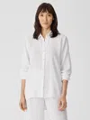 Eileen Fisher Organic Cotton Gauze Classic Collar Shirt In White