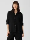 Eileen Fisher Organic Cotton Gauze Classic Collar Shirt In Black