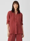Eileen Fisher Organic Cotton Gauze Classic Collar Shirt In Pink
