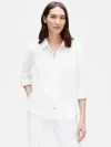 Eileen Fisher Organic Cotton Gauze Classic Collar Shirt In White