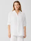 Eileen Fisher Organic Cotton Gauze Classic Collar Shirt In White