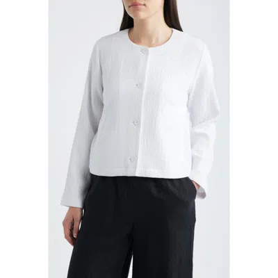 Eileen Fisher Organic Cotton Gauze Jacket In White