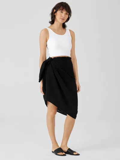 Eileen Fisher Organic Cotton Gauze Sarong In Black