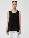 Eileen Fisher Organic Cotton Gauze Scoop Neck Tank In Black