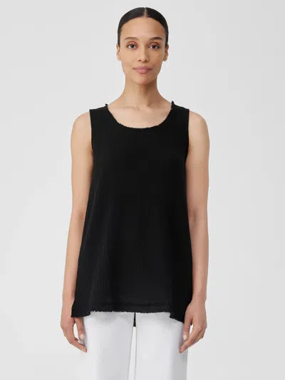 Eileen Fisher Organic Cotton Gauze Scoop Neck Tank In Black