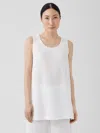Eileen Fisher Organic Cotton Gauze Scoop Neck Tank In White