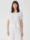 Eileen Fisher Organic Cotton Gauze Short-sleeve Shirt In White