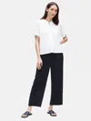 Eileen Fisher Organic Cotton Gauze Straight Pant In Black