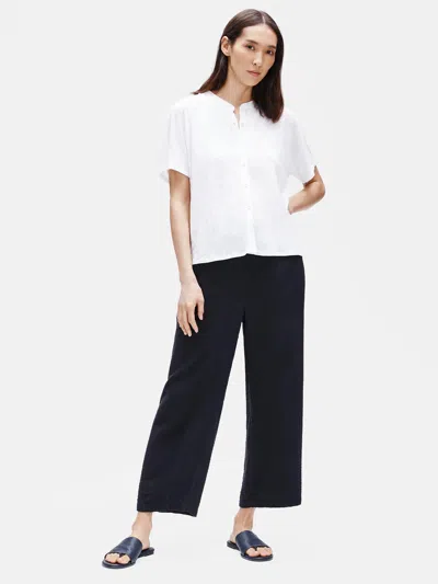 Eileen Fisher Organic Cotton Gauze Straight Pant In Black