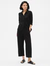 Eileen Fisher Organic Cotton Gauze Straight Pant In Black