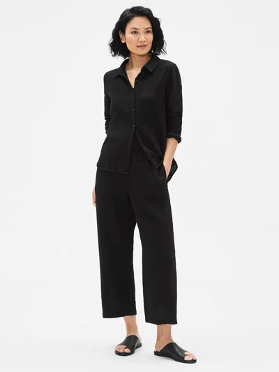 Eileen Fisher Organic Cotton Gauze Straight Pant In Black