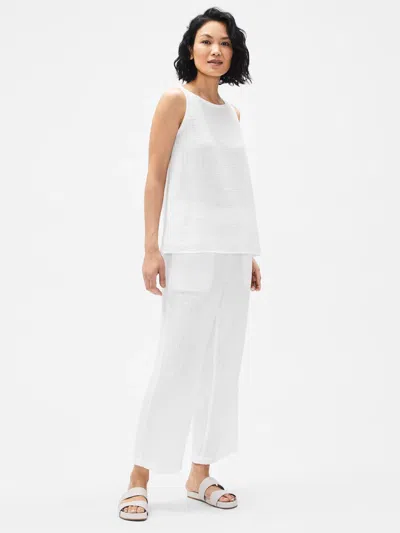 Eileen Fisher Organic Cotton Gauze Straight Pant In White