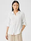Eileen Fisher Organic Cotton Gauze Striped Shirt In White