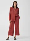 Eileen Fisher Organic Cotton Gauze Wide-leg Pant In Burgundy