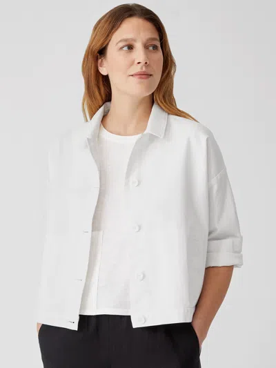 Eileen Fisher Organic Cotton Hemp Jacket In White