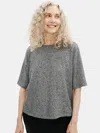 Eileen Fisher Organic Cotton Hemp Melange Crew Neck Top In Gray