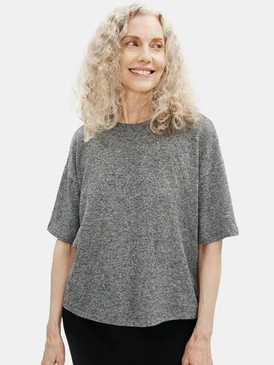 Eileen Fisher Organic Cotton Hemp Melange Crew Neck Top In Gray