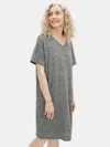Eileen Fisher Organic Cotton Hemp Melange V-neck Dress In Gray