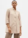Eileen Fisher Organic Cotton Hemp Stand Collar Jacket In Multi