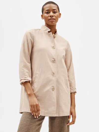 Eileen Fisher Organic Cotton Hemp Stand Collar Jacket In Multi