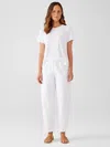 Eileen Fisher Organic Cotton Hemp Stretch Lantern Pant In White