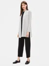 Eileen Fisher Organic Cotton Herringbone Long Jacket In Gray
