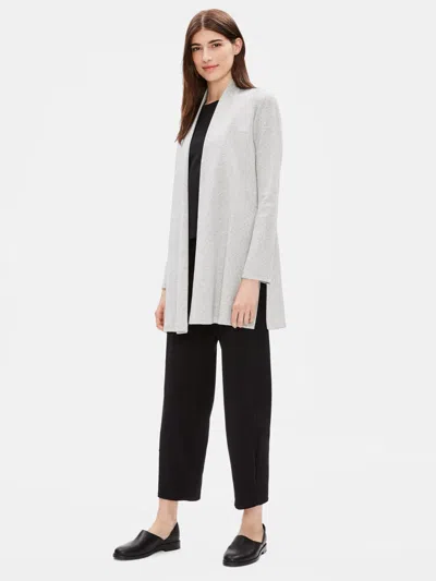 Eileen Fisher Organic Cotton Herringbone Long Jacket In Gray