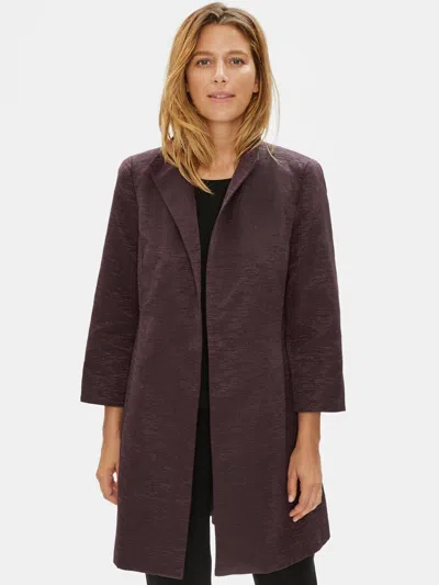 Eileen Fisher Organic Cotton High Collar Jacket In Purple
