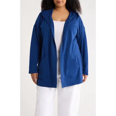 Eileen Fisher Organic Cotton Hooded Jacket In Blue