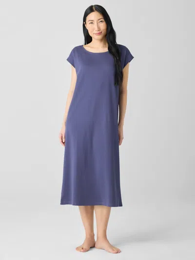 Eileen Fisher Organic Cotton Interlock Ballet Neck Sleep Dress In Purple