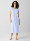 Eileen Fisher Organic Cotton Interlock Ballet Neck Sleep Dress In Blue